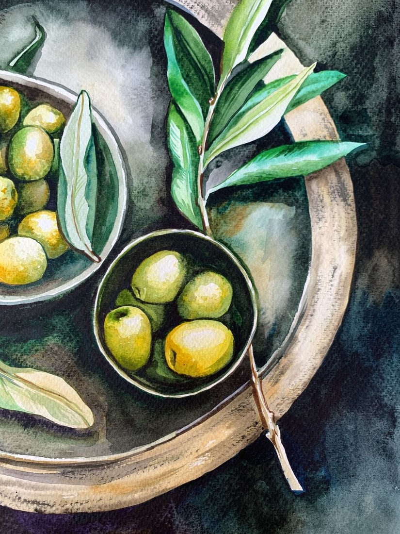 Watercolor painting Olive Olga Ponomaryva - 7