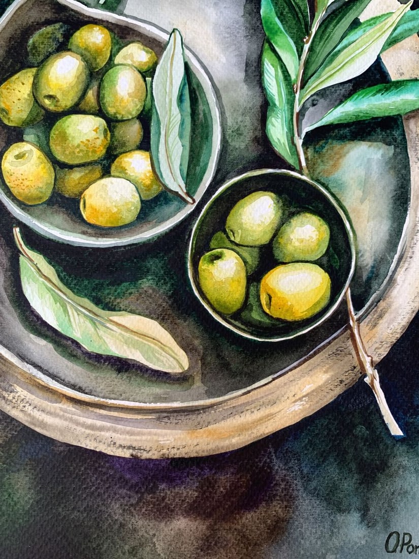 Watercolor painting Olive Olga Ponomaryva - 8