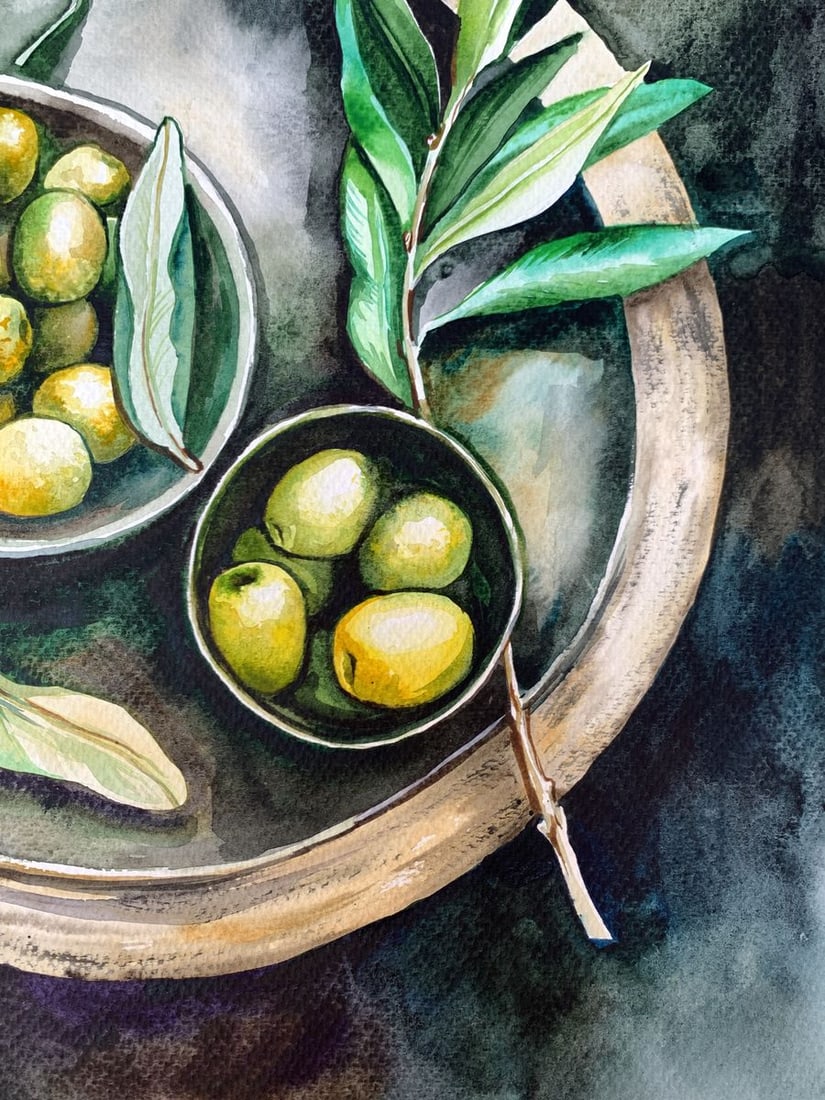 Watercolor painting Olive Olga Ponomaryva - 9