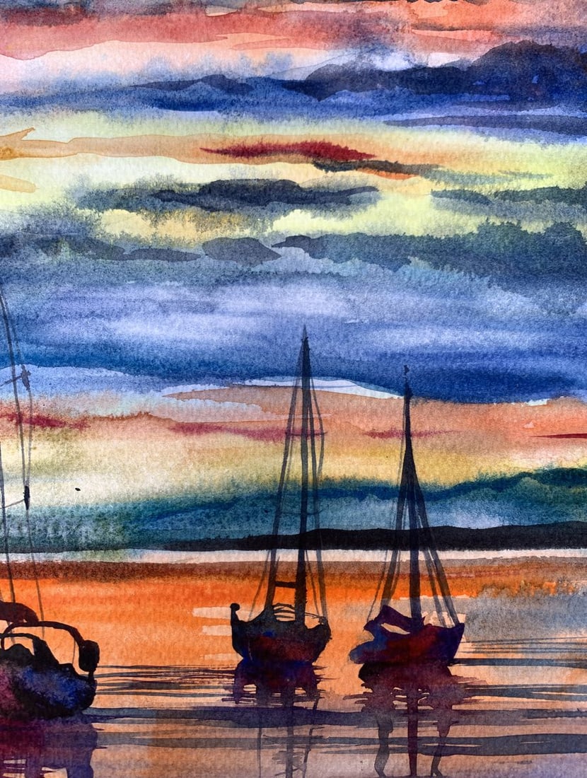 Watercolor painting Silence Olga Ponomaryva - 5