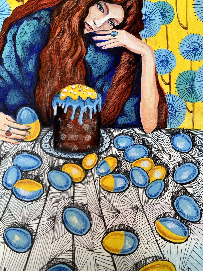 Acrylic painting Waiting for the holiday Olga Ponomaryva - 7