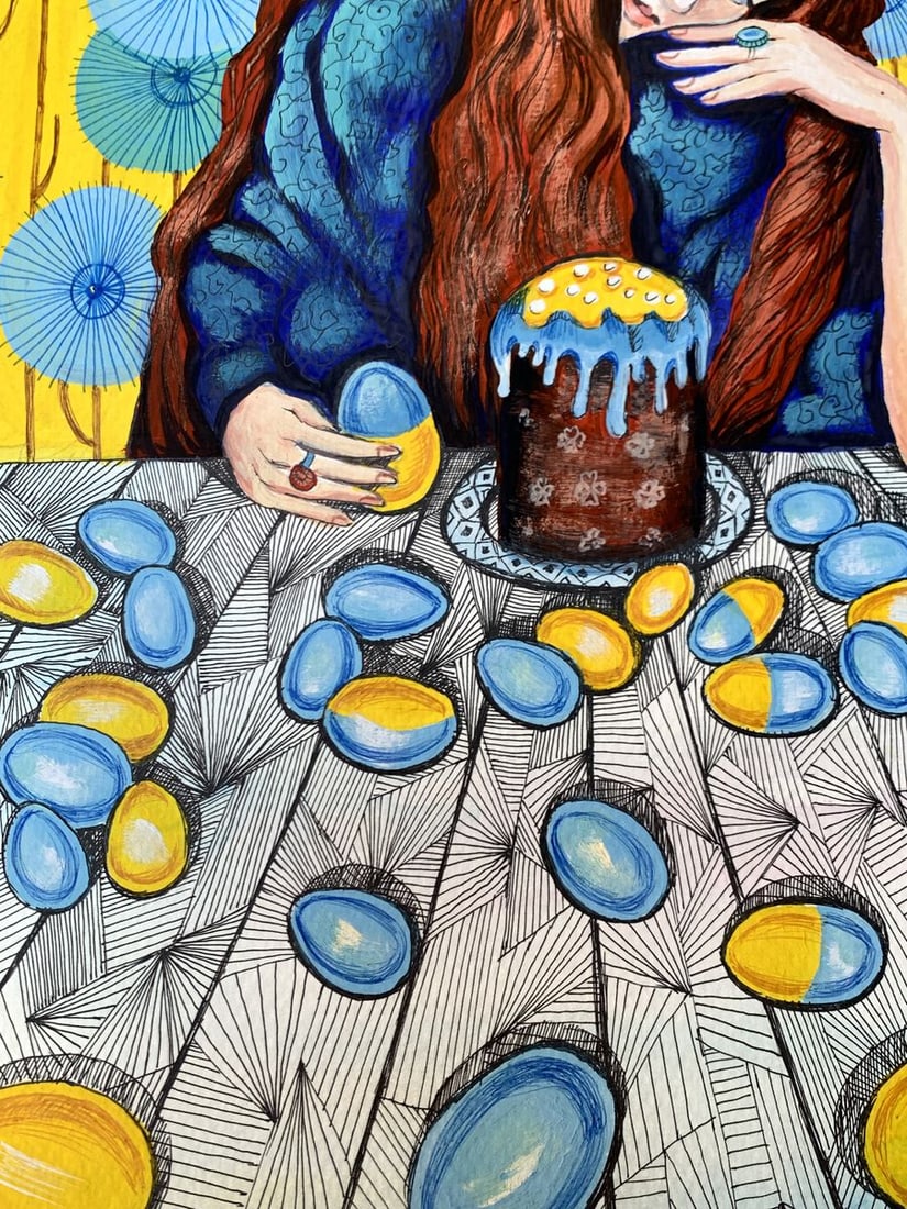 Acrylic painting Waiting for the holiday Olga Ponomaryva - 8