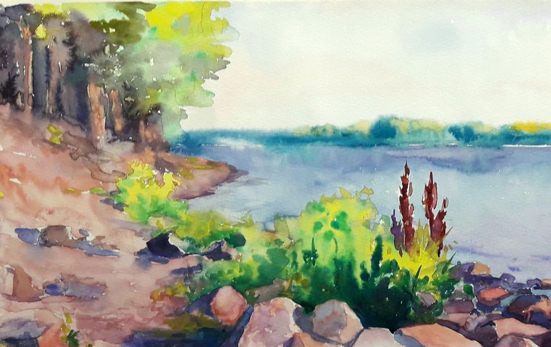 Watercolor painting Bank of the Dnieper Serdyuk Boris Petrovich - 2