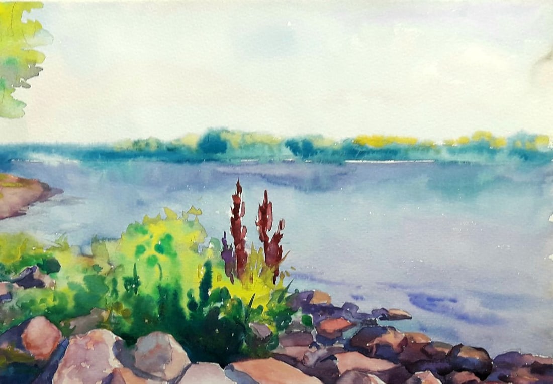 Watercolor painting Bank of the Dnieper Serdyuk Boris Petrovich - 3