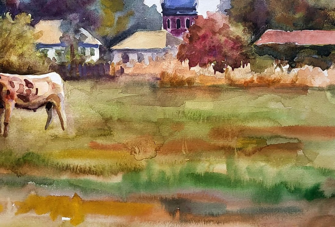 Watercolor painting The bull grazes Serdyuk Boris Petrovich - 5