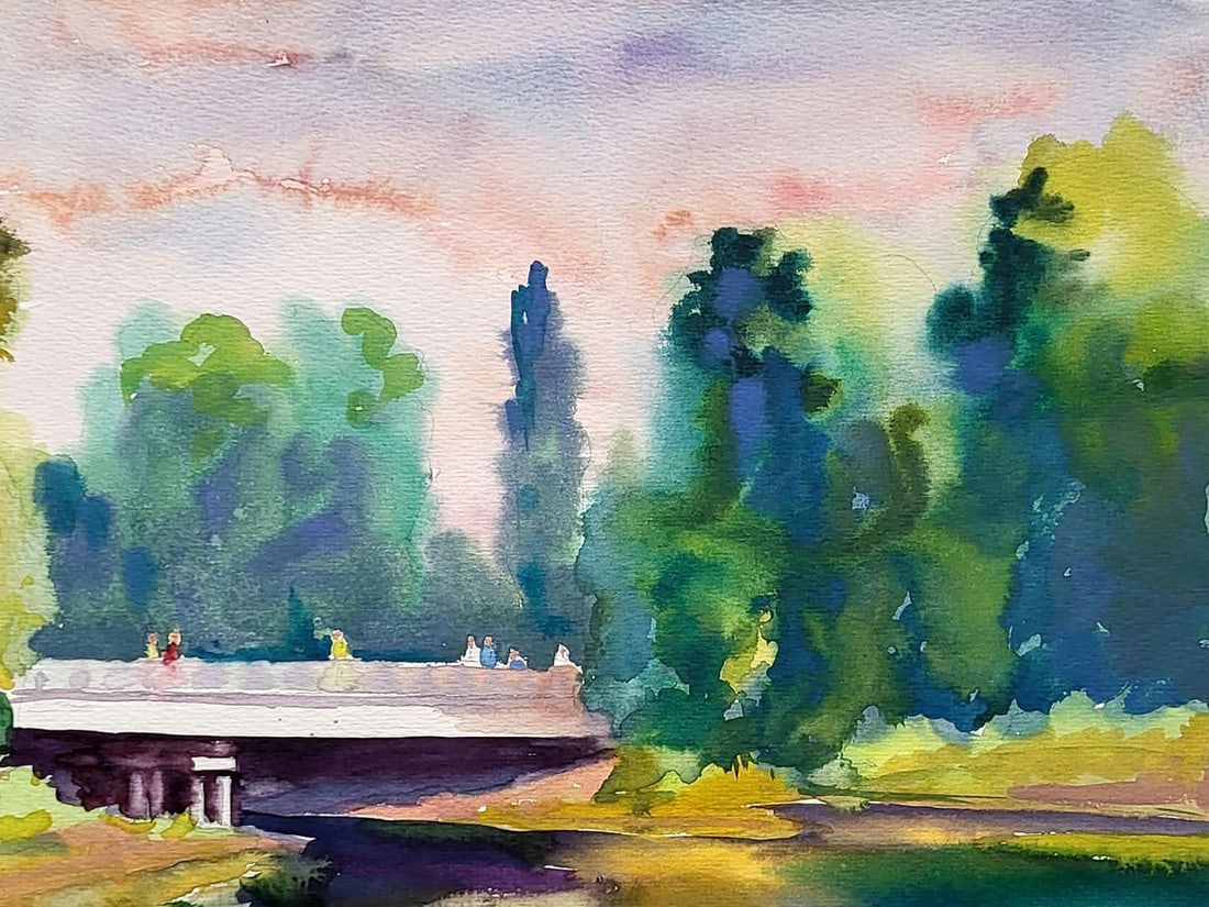 Watercolor painting Near the bridge Serdyuk Boris Petrovich - 3