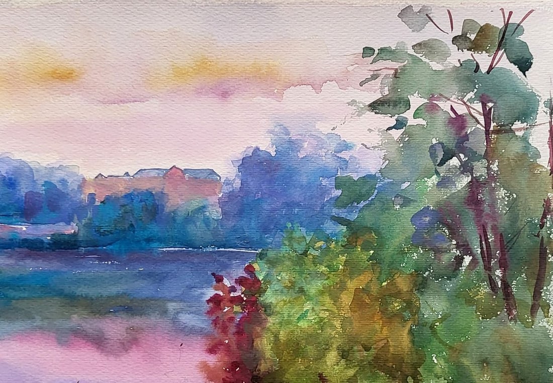 Watercolor painting Evening by the reservoir Serdyuk Boris Petrovich - 3