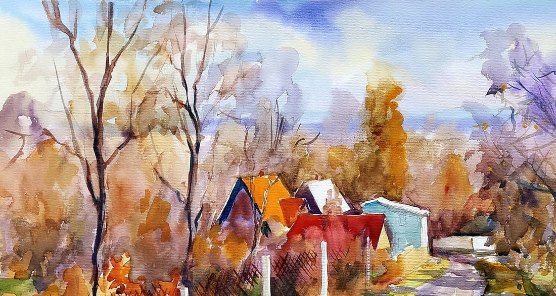 Watercolor painting Country houses Serdyuk Boris Petrovich - 2