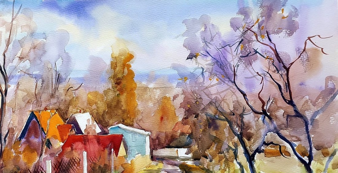 Watercolor painting Country houses Serdyuk Boris Petrovich - 3