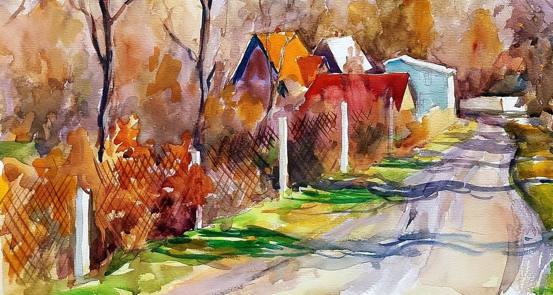 Watercolor painting Country houses Serdyuk Boris Petrovich - 4
