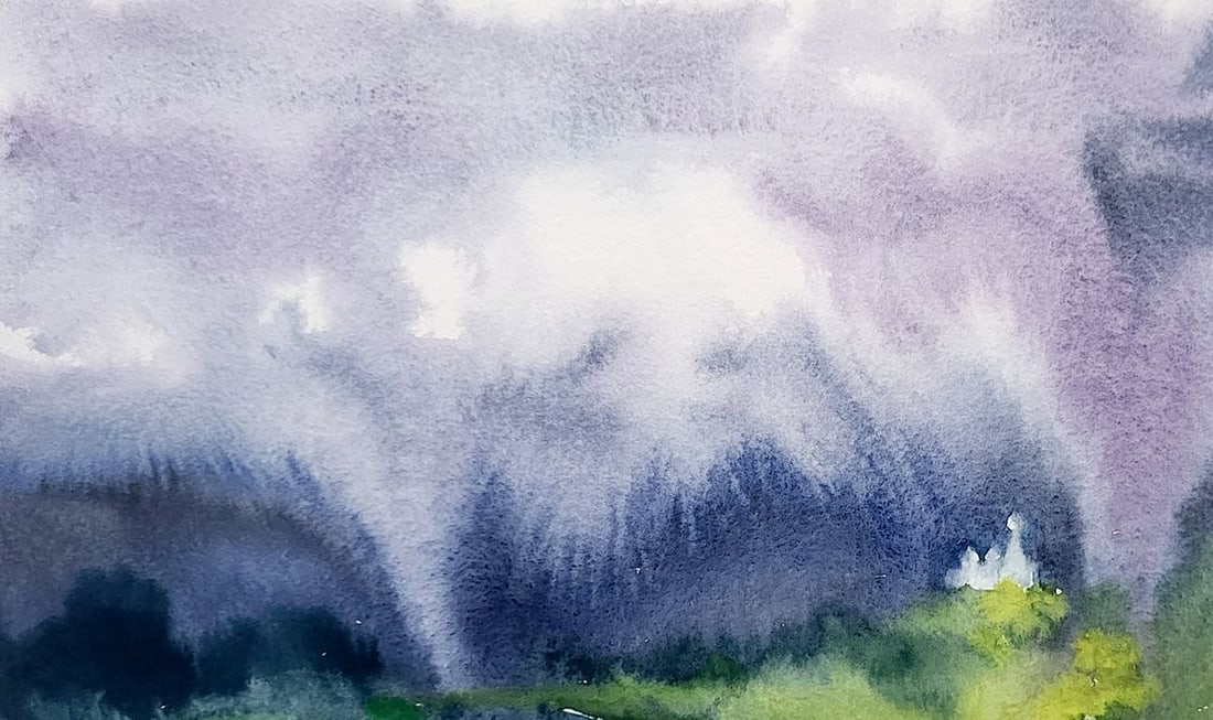 Watercolor painting Rain falls Serdyuk Boris Petrovich - 2