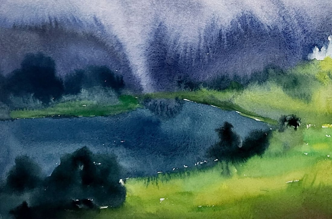 Watercolor painting Rain falls Serdyuk Boris Petrovich - 4