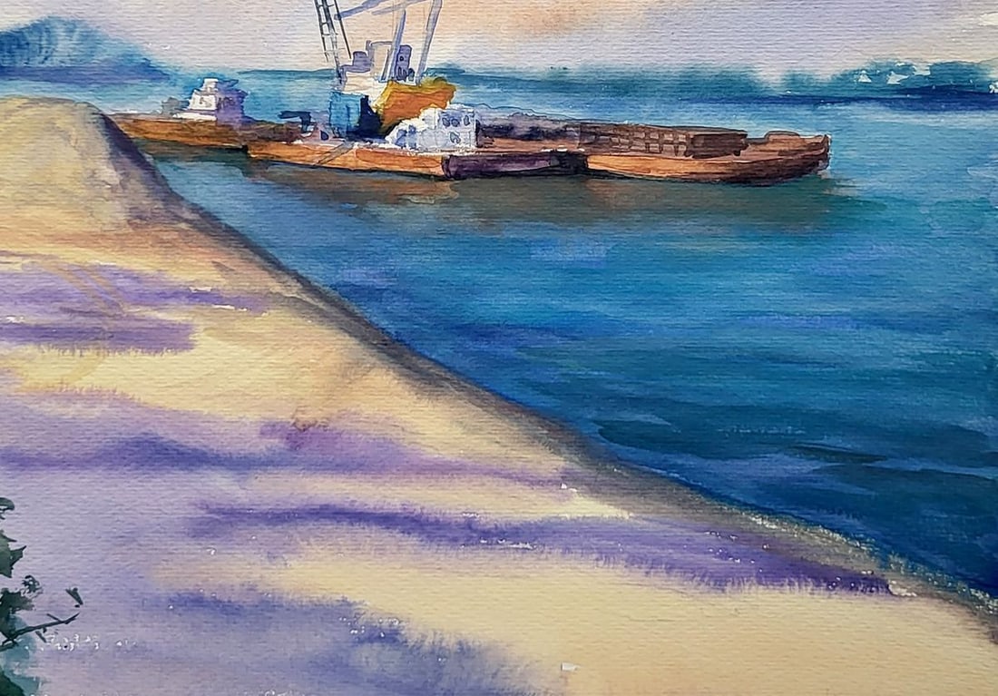 Watercolor painting Dredge on the Dnieper Serdyuk Boris Petrovich - 5