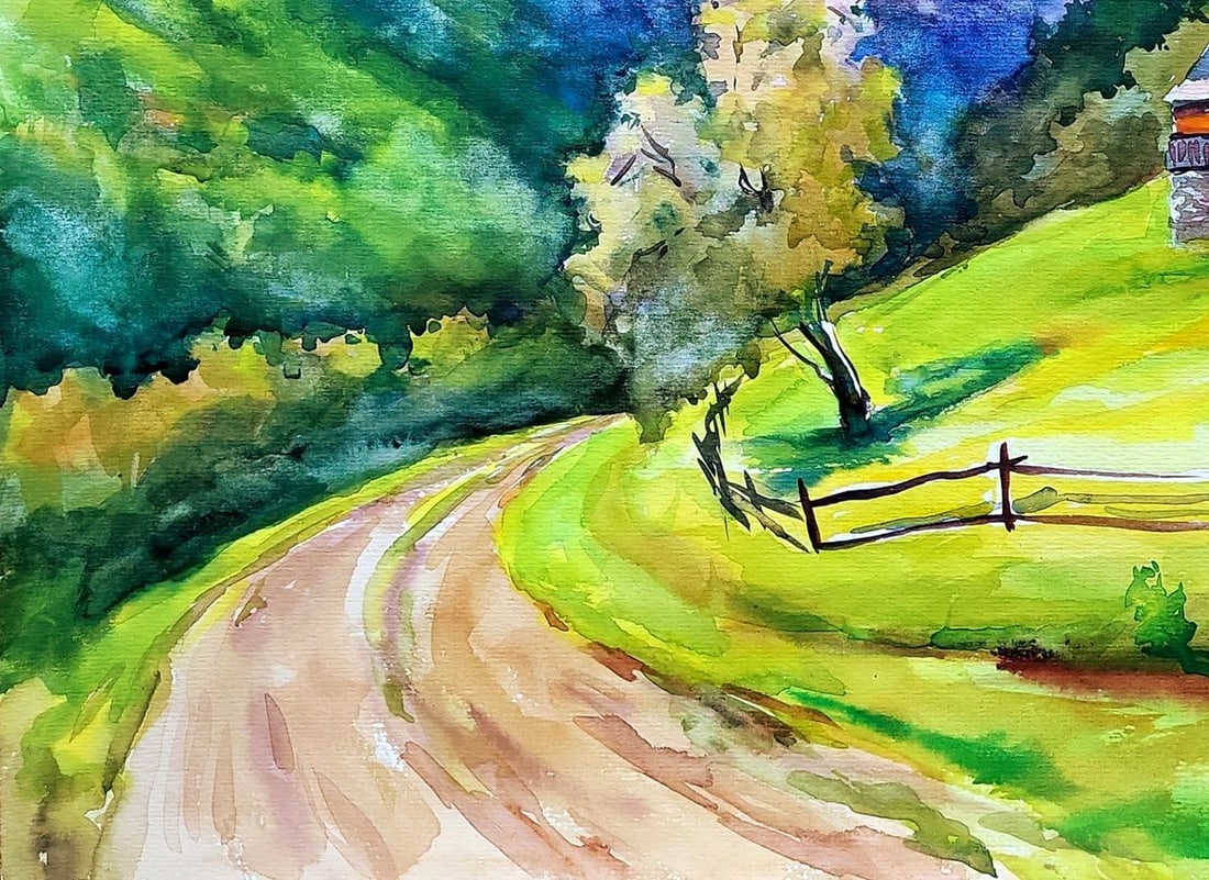 Watercolor painting Carpathian Austrian Houses Serdyuk Boris Petrovich - 4