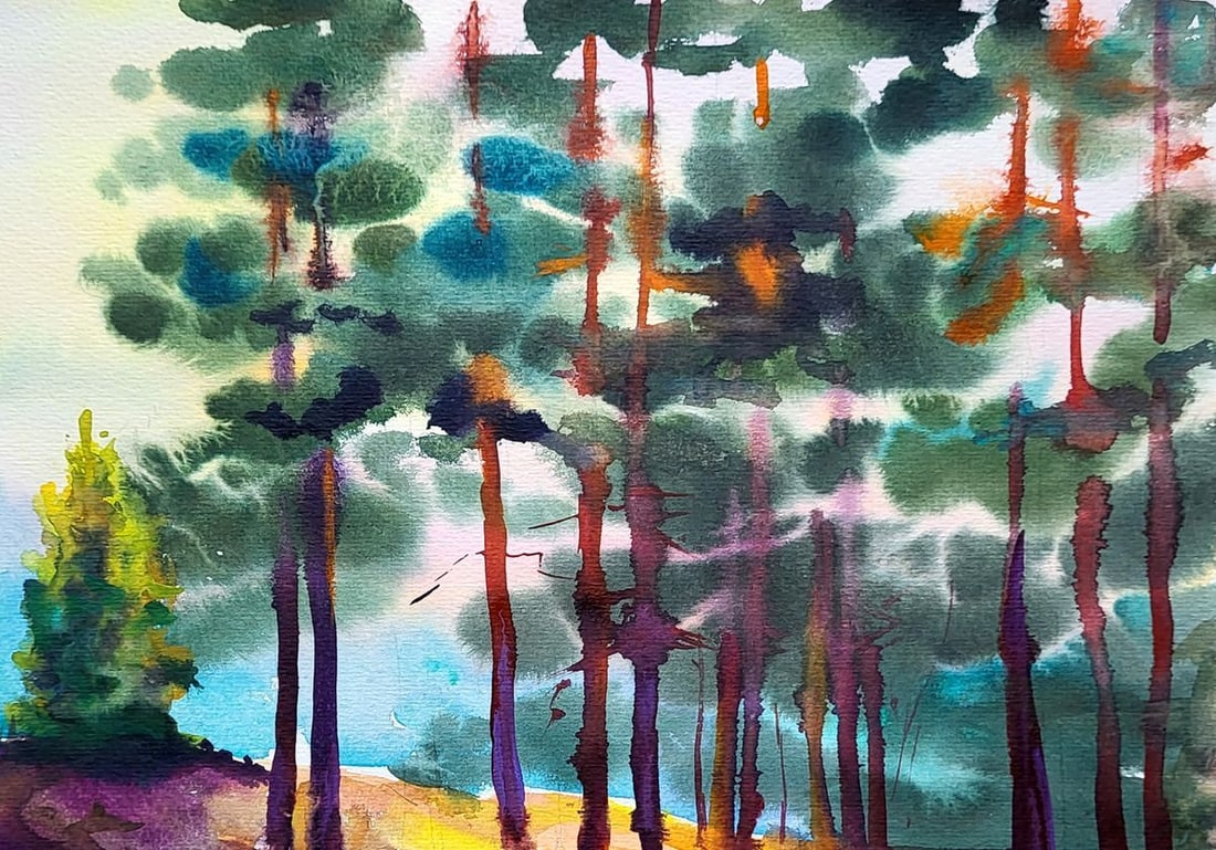 Watercolor painting Forest road Serdyuk Boris Petrovich - 3