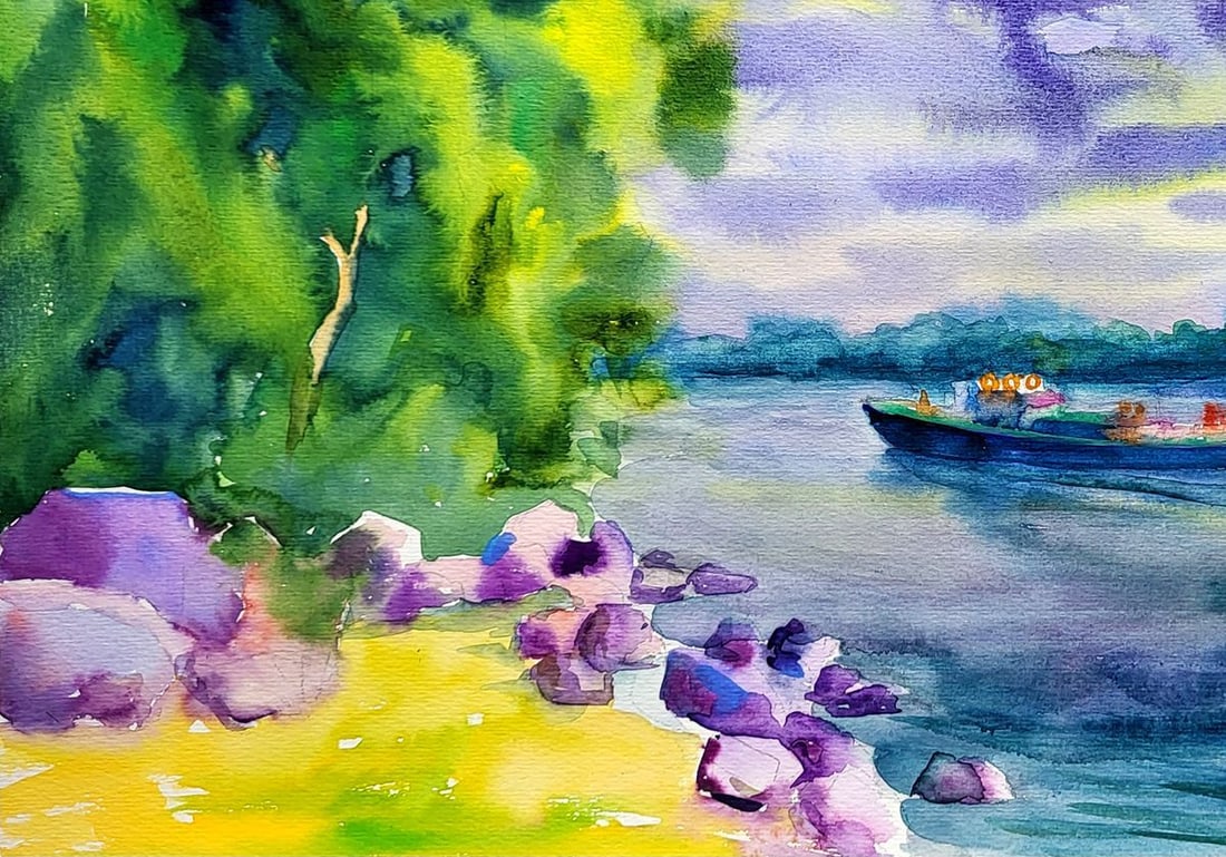 Watercolor painting On the Dnieper Serdyuk Boris Petrovich - 4