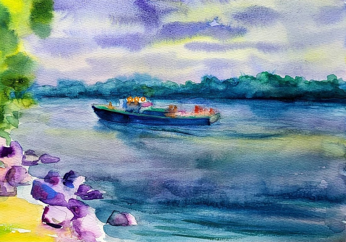 Watercolor painting On the Dnieper Serdyuk Boris Petrovich - 5