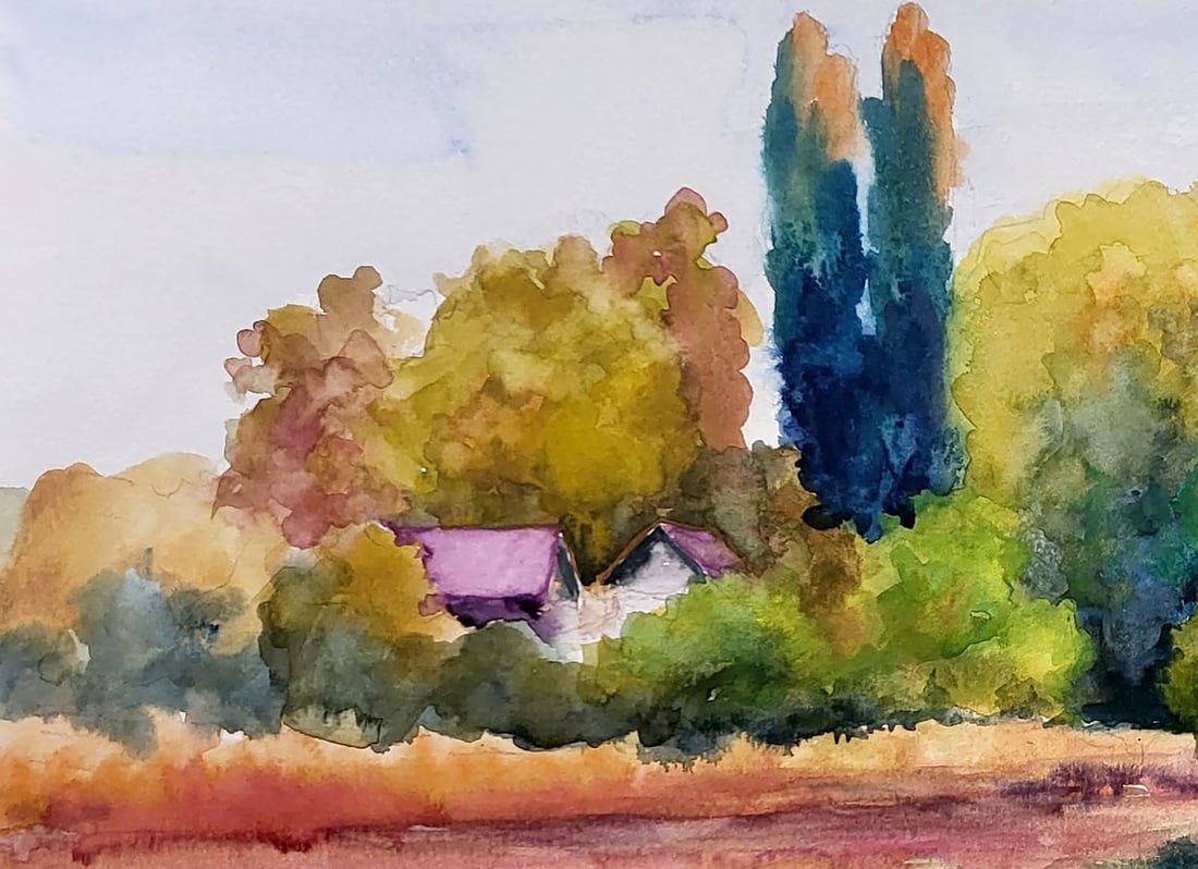 Watercolor painting On the river Serdyuk Boris Petrovich - 2