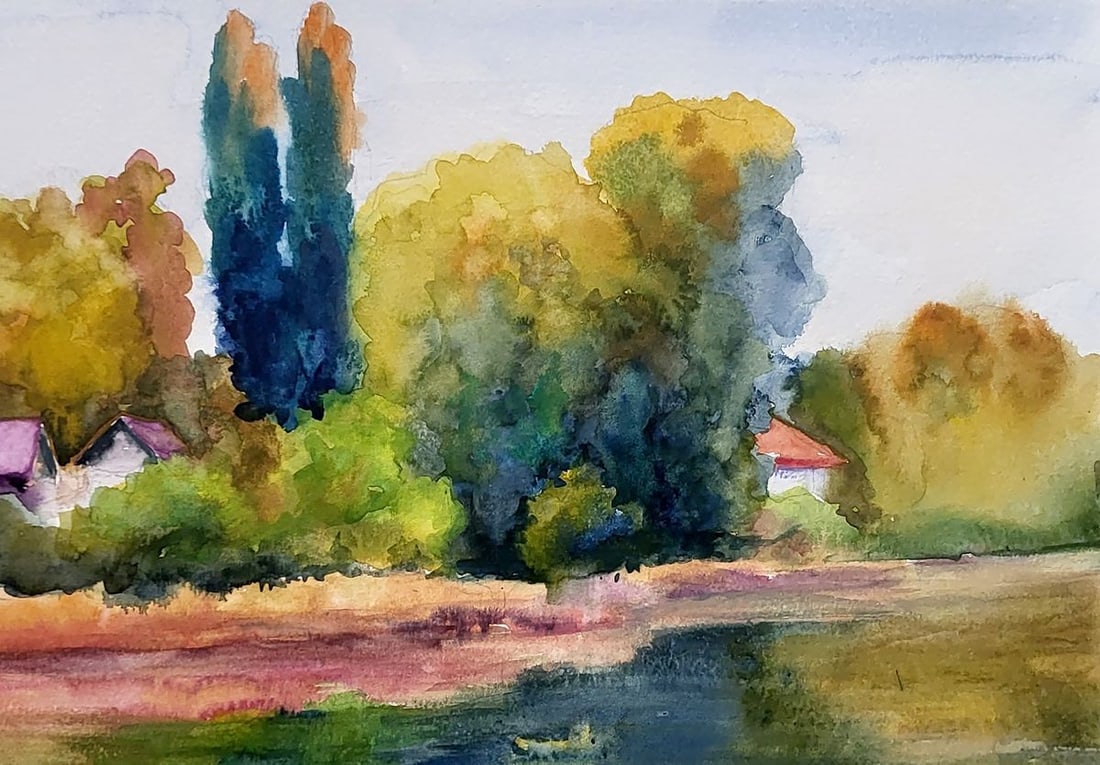 Watercolor painting On the river Serdyuk Boris Petrovich - 3