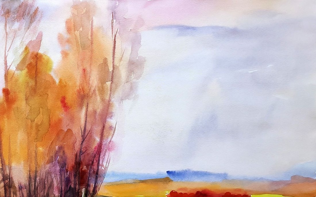 Watercolor painting Autumn motif with road Serdyuk Boris Petrovich - 3