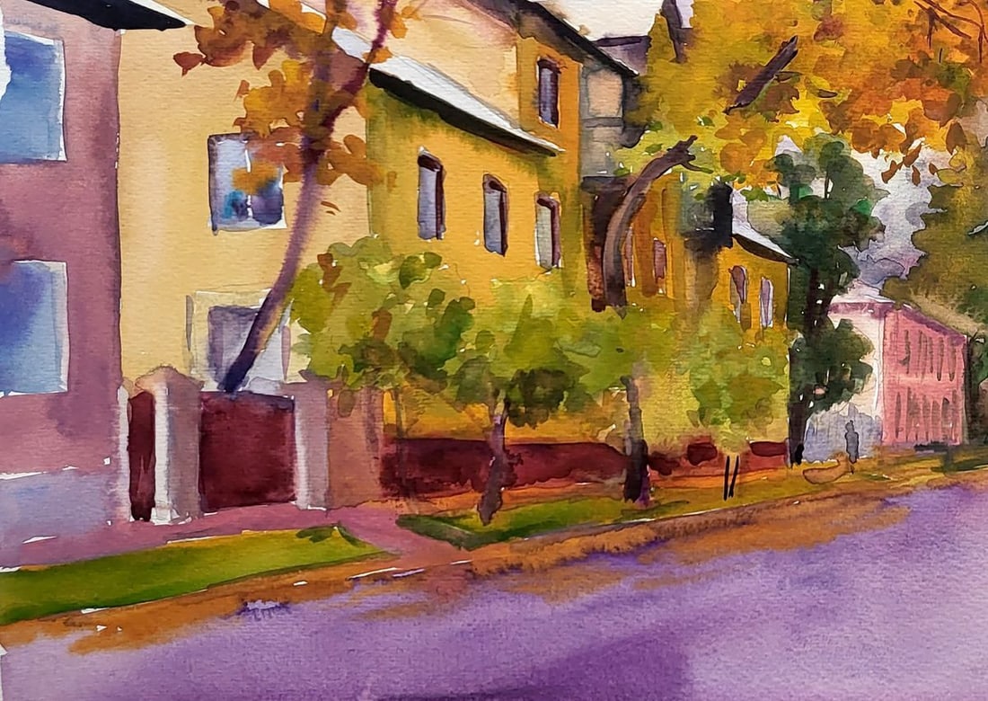 Watercolor painting Autumn in the city Serdyuk Boris Petrovich - 4