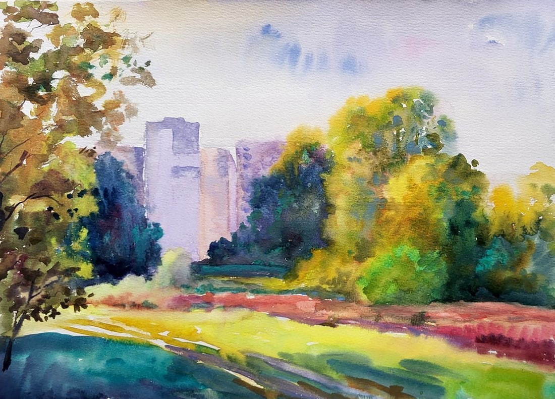 Watercolor painting City new buildings Serdyuk Boris Petrovich (1 of 5)