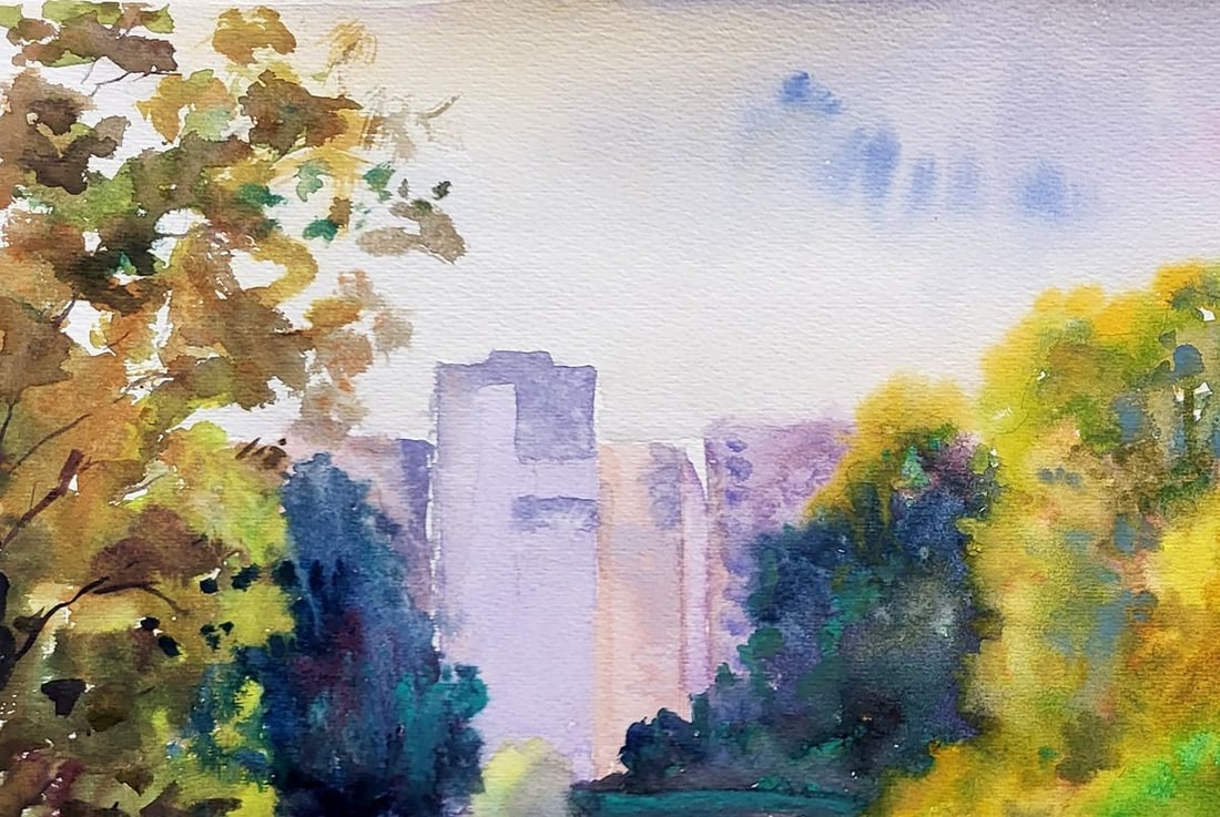 Watercolor painting City new buildings Serdyuk Boris Petrovich - 2