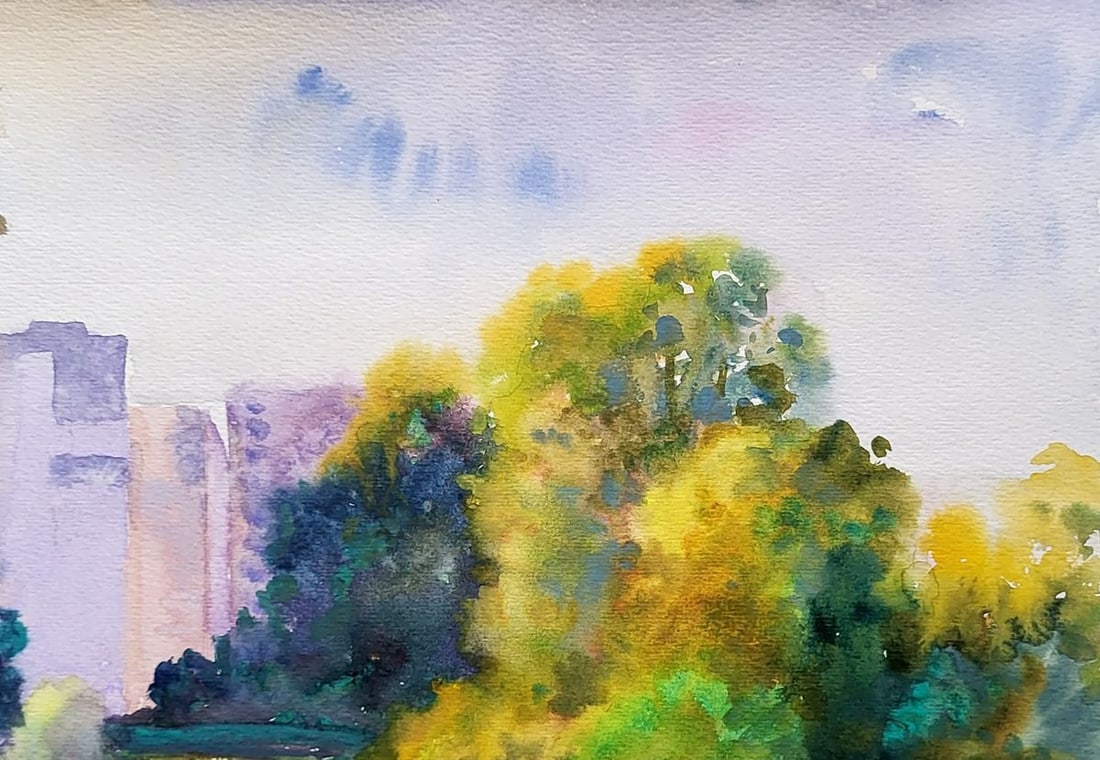 Watercolor painting City new buildings Serdyuk Boris Petrovich - 3