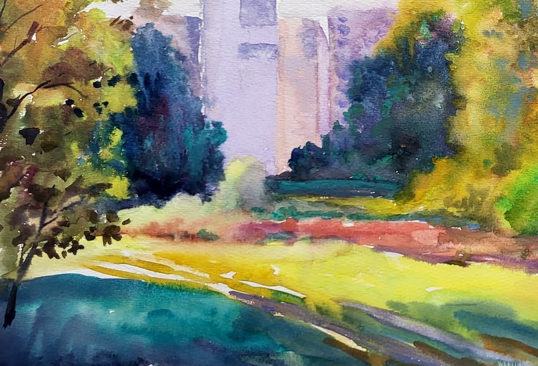 Watercolor painting City new buildings Serdyuk Boris Petrovich - 4