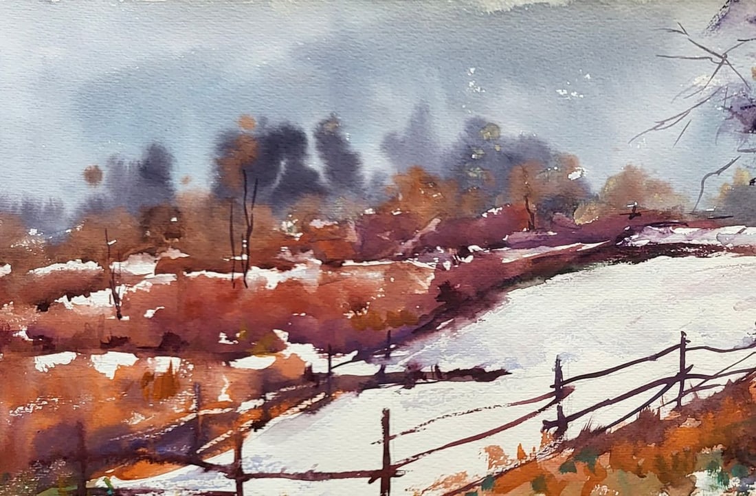 Watercolor painting The first snowball Serdyuk Boris Petrovich - 2