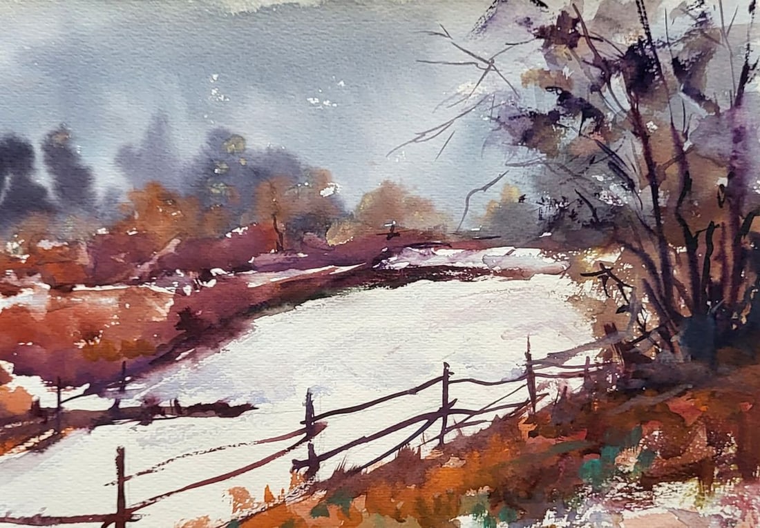 Watercolor painting The first snowball Serdyuk Boris Petrovich - 3