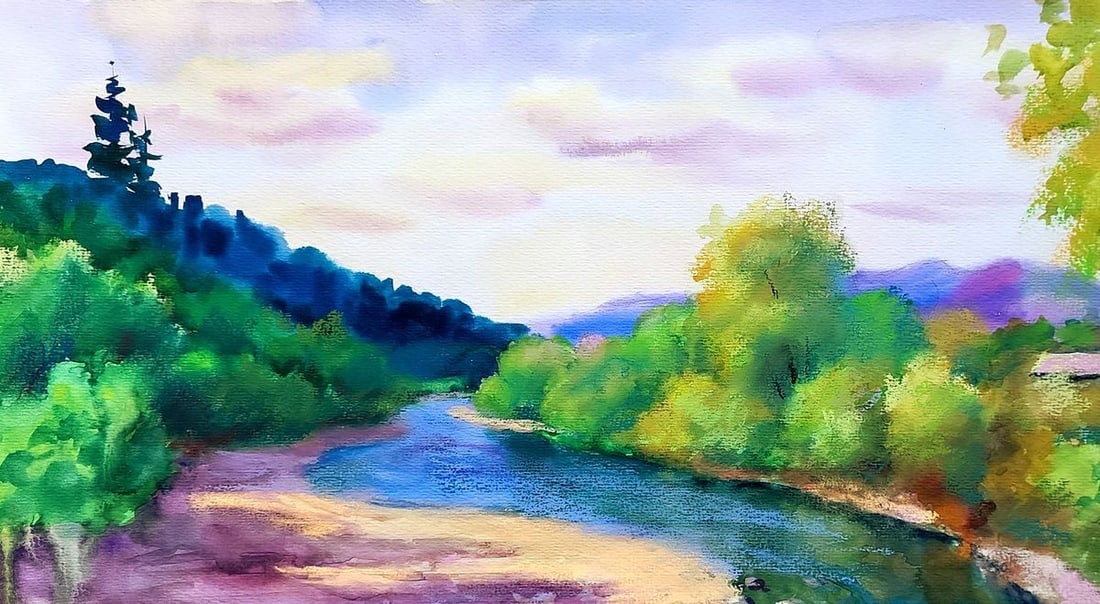 Watercolor painting River in Lviv Oblast Serdyuk Boris Petrovich - 2
