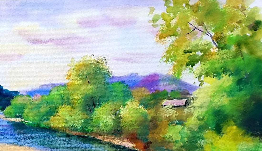 Watercolor painting River in Lviv Oblast Serdyuk Boris Petrovich - 3