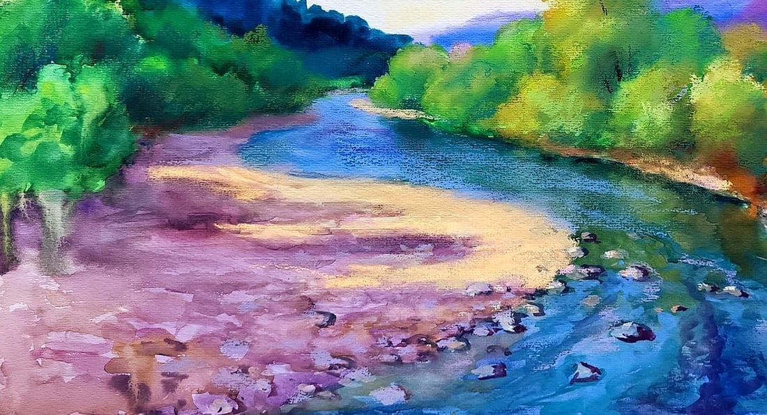 Watercolor painting River in Lviv Oblast Serdyuk Boris Petrovich - 4