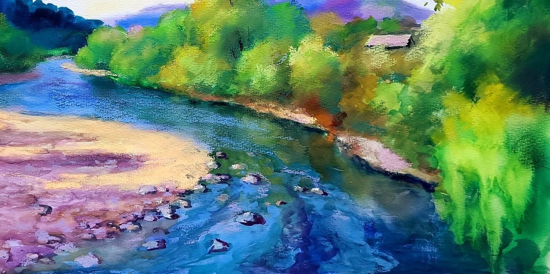 Watercolor painting River in Lviv Oblast Serdyuk Boris Petrovich - 5
