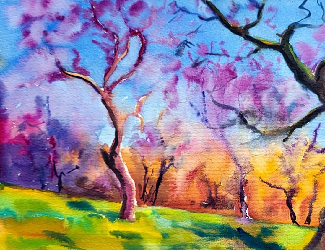 Watercolor painting Apple orchard Serdyuk Boris Petrovich - 2