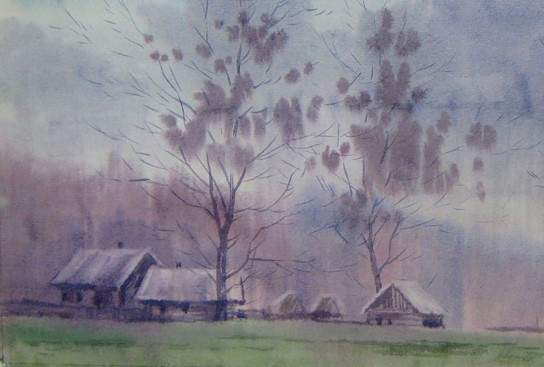Watercolor painting Rainy morning Kalebets Valery - 4