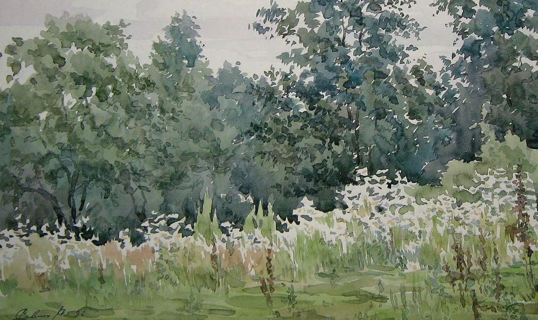 Watercolor painting Dense forest Kalebets Valery - 4