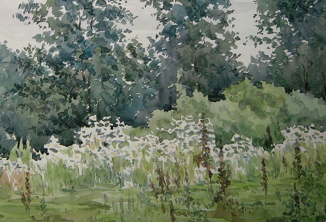 Watercolor painting Dense forest Kalebets Valery - 5
