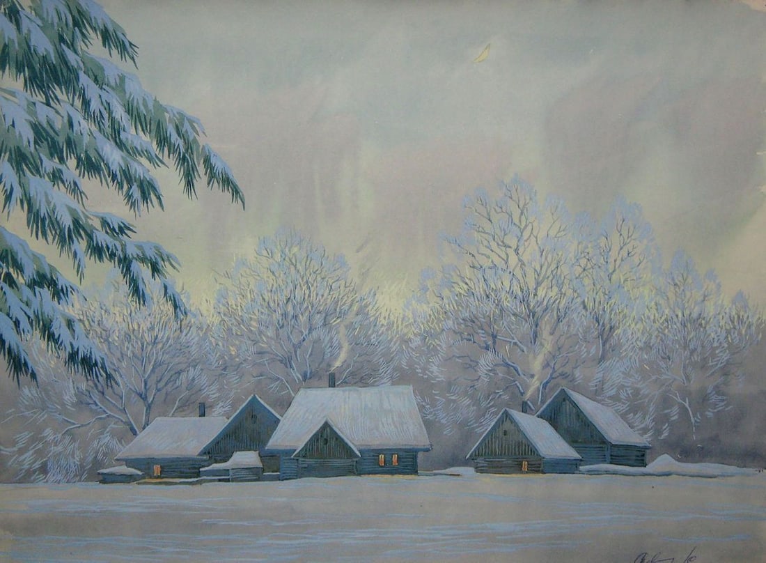 Watercolor painting Evening lights Kalebets Valery (1 of 5)