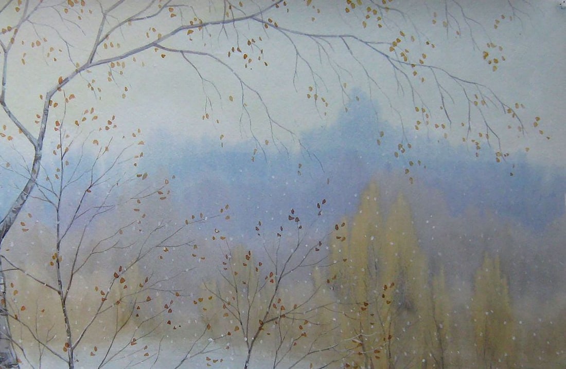 Watercolor painting Snow goes Kalebets Valery - 3