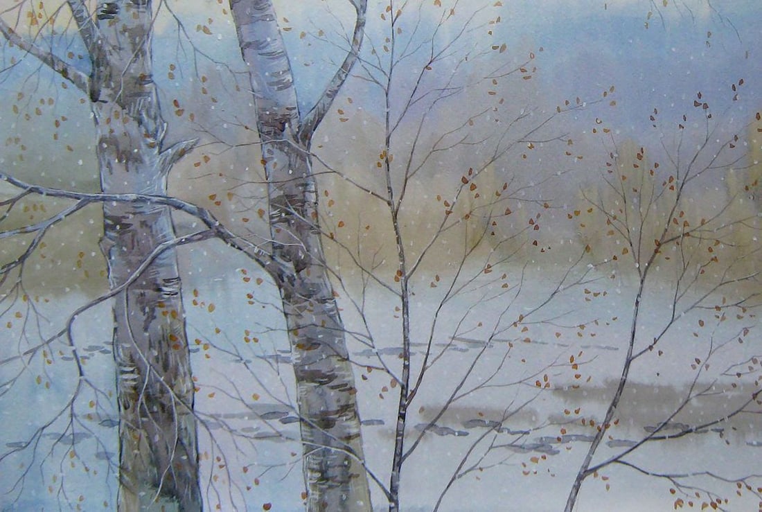 Watercolor painting Snow goes Kalebets Valery - 4