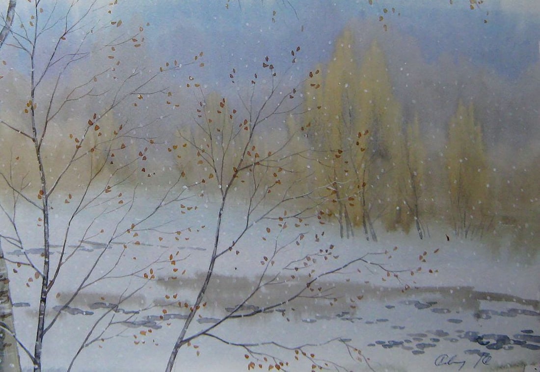 Watercolor painting Snow goes Kalebets Valery - 5