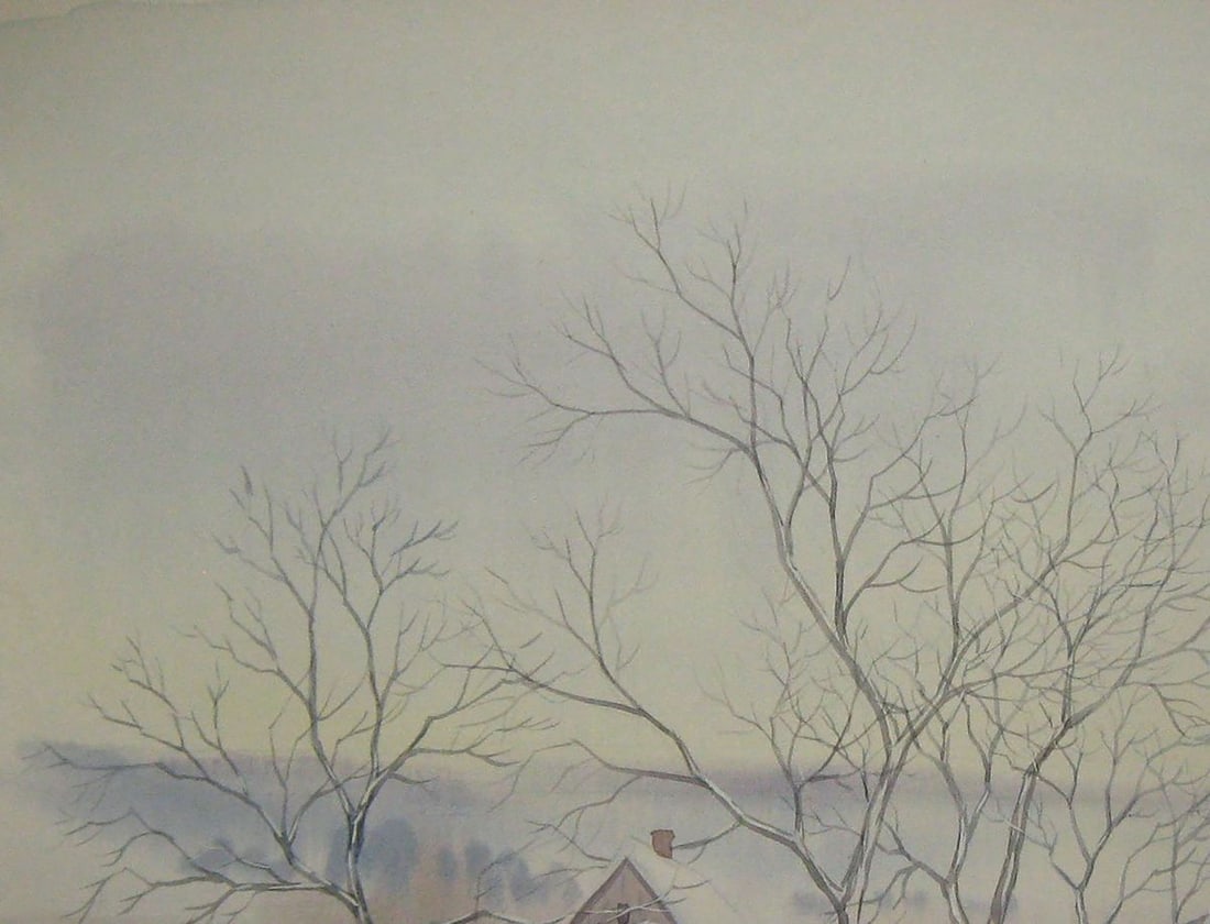 Watercolor painting In the middle of winter Kalebets Valery - 2