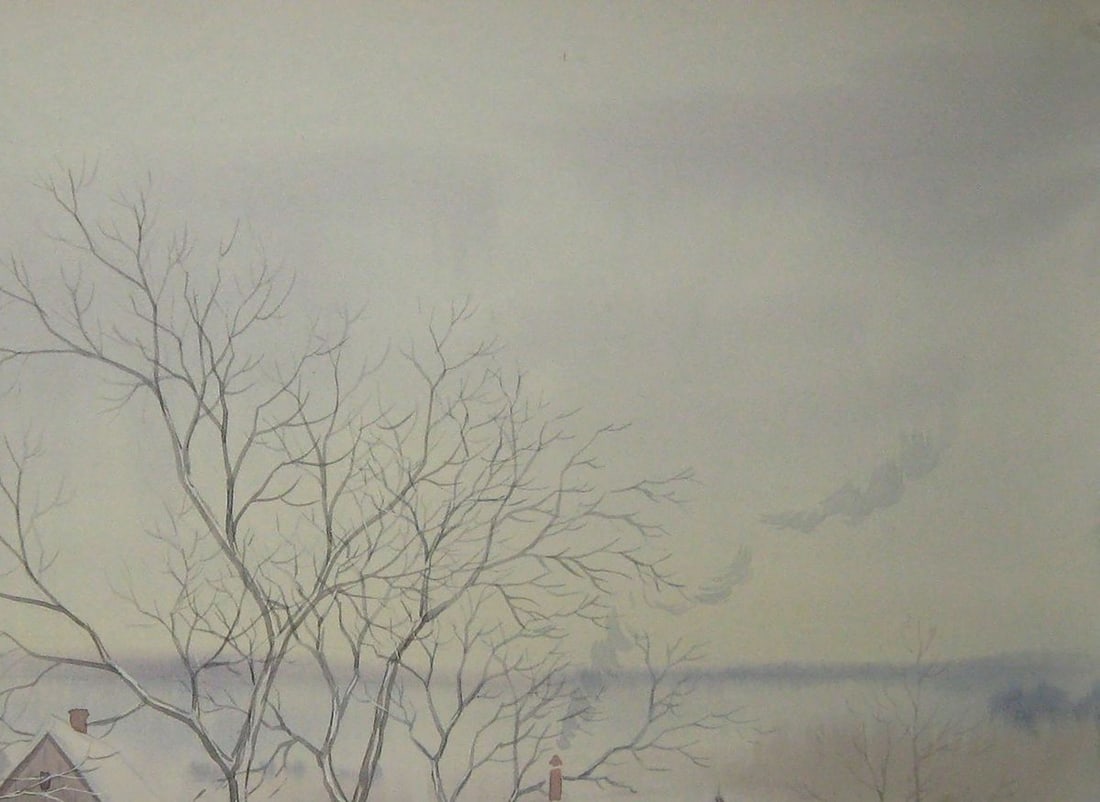Watercolor painting In the middle of winter Kalebets Valery - 3