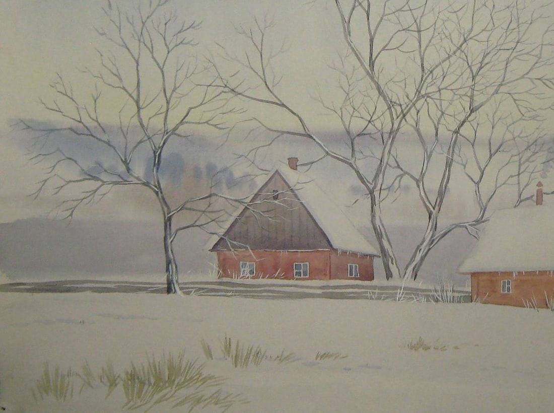 Watercolor painting In the middle of winter Kalebets Valery - 4