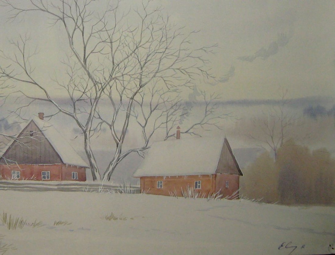 Watercolor painting In the middle of winter Kalebets Valery - 5