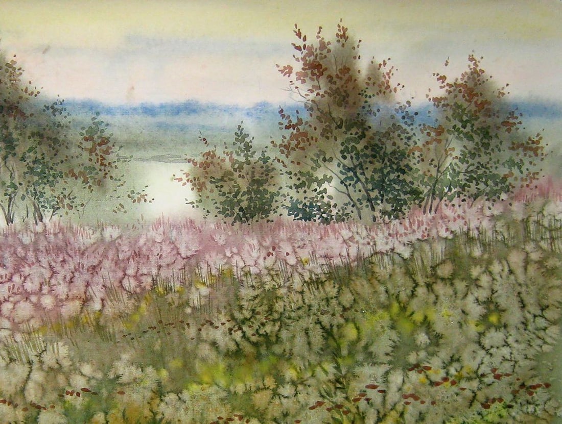 Watercolor painting The grass is blooming Kalebets Valery - 3