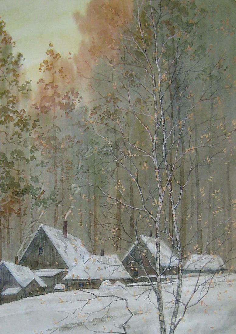 Watercolor painting February evening Kalebets Valery - 3