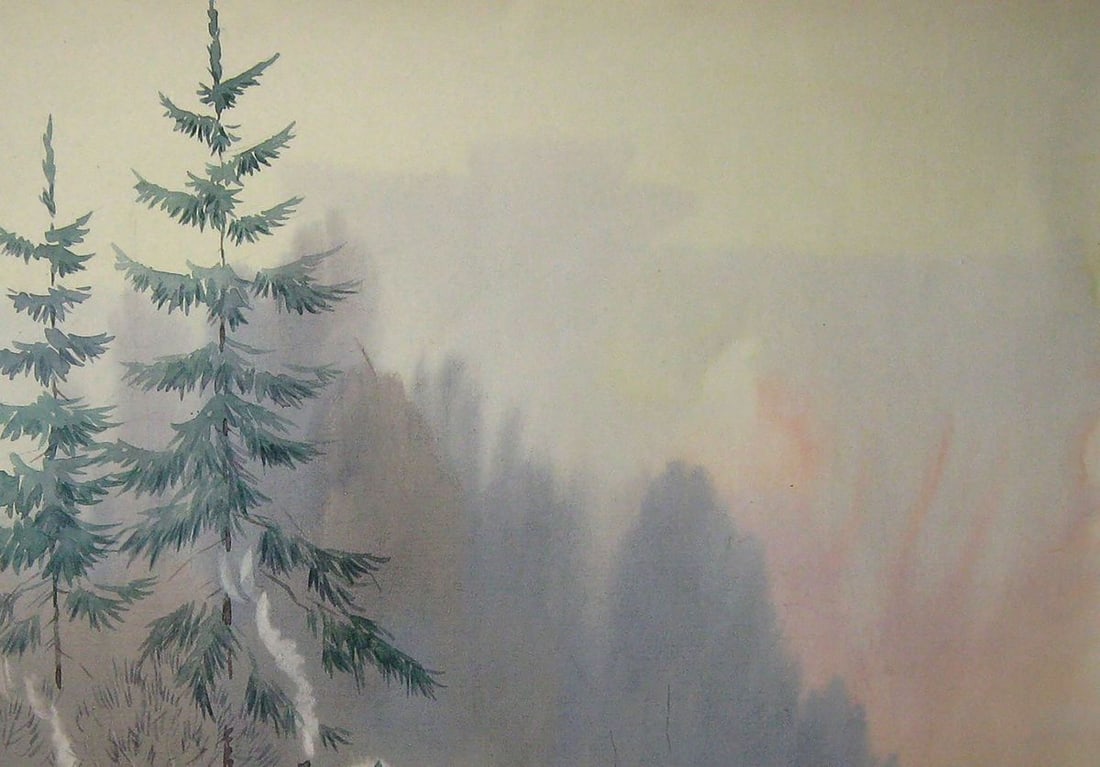 Watercolor painting At the edge of the village Kalebets Valery - 3